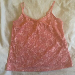 ADORABLE pink mesh flower detailed cami